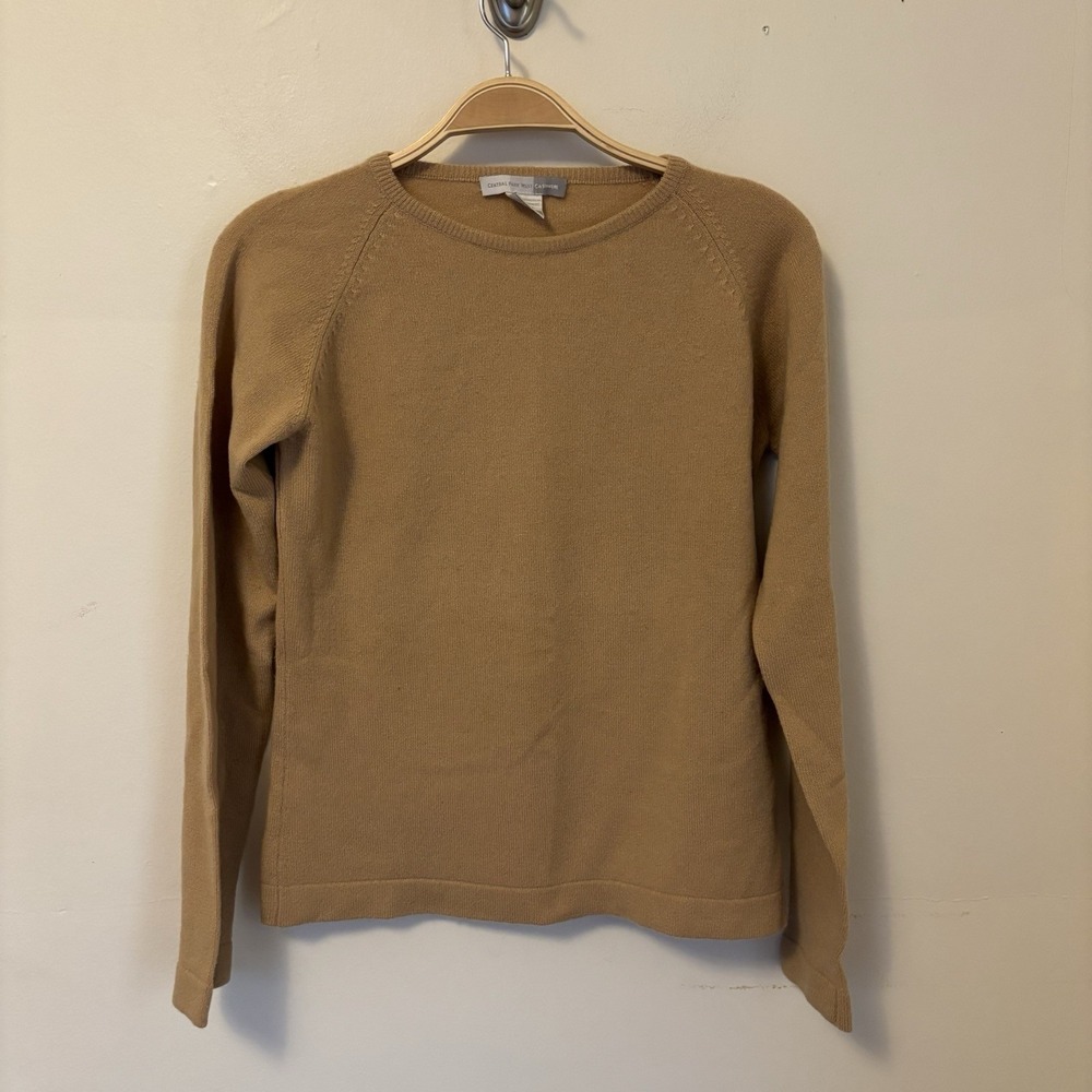 Central Park West New‎ York 100% Cashmere Sweater M Tan Brown Quiet Luxury